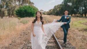 Melbourne wedding planner Jack Rabbit Winery wedding Singapore couple outdoor portrait