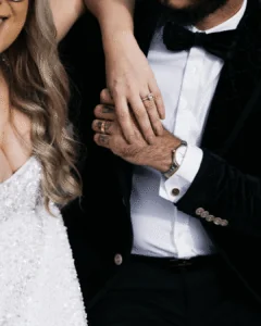 Close-up of bride and groom's wedding rings on their Melbourne wedding day – Gee What a Wedding